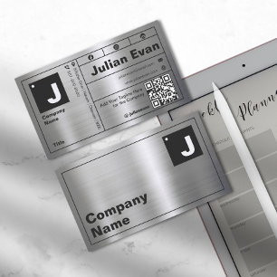 Modernes fett Typografie Monogram Shiny Metal Visitenkarte