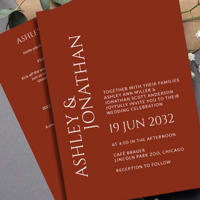 Modernes, fett und Minimalistisches Hochzeitsszena Einladung (Von Creator hochgeladen)