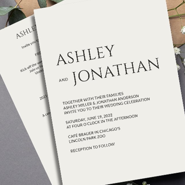 Modernes, fett und Minimalistisches Hochzeitsszena Einladung (Von Creator hochgeladen)