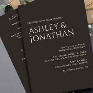 Modernes, fett und Minimalistisches Hochzeitsszena Einladung