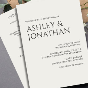 Modernes, fett und Minimalistisches Hochzeitsszena Einladung