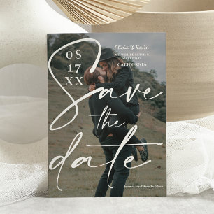 Modernes, fett-weiß-graues Drehbuch Save the Date
