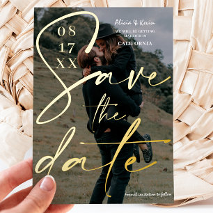 Modernes, fett weißes Foto Save the Date Folie Einladungspostkarte