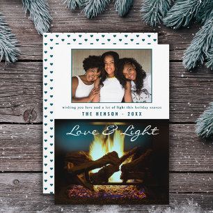 Modernes Feuerstück Holz Gemütliches Weihnachtsfes Karte