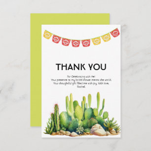 Modernes Fiesta Theme Cactus Brautparty Dankeskarte