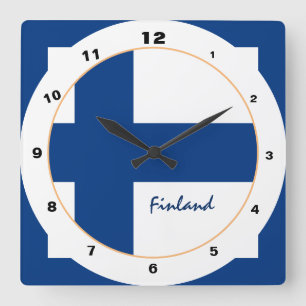 Modernes Finnland, Finnische Flagge trendy Zuhause Quadratische Wanduhr
