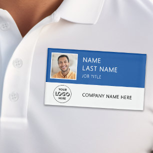 Modernes Firmenlogo Blau Mitarbeiterfoto Namenschild