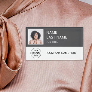 Modernes Firmenlogo Graues Mitarbeiter-Foto-Namens Namenschild