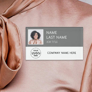 Modernes Firmenlogo Graues Mitarbeiterfoto Namenschild