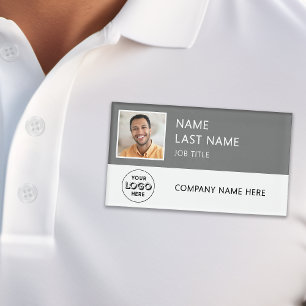 Modernes Firmenlogo Graues Mitarbeiterfoto Namenschild