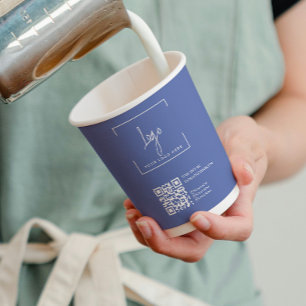 Modernes Firmenlogo mit QR-Code Pappbecher