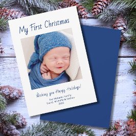 Modernes First Christmas Niedlich Baby Boy Foto Feiertagskarte