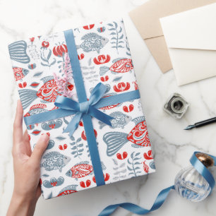 Modernes Fischmuster Geschenkpapier