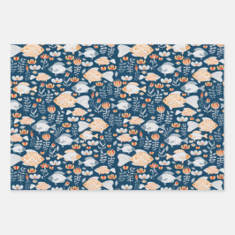 Modernes Fischmuster Geschenkpapier Set