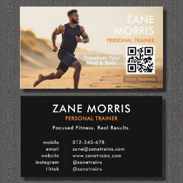 Modernes Fitness Trainer Foto QR Code Visitenkarte