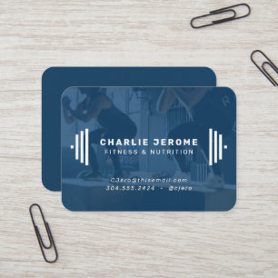 Modernes Fitness Trainer Marineblau Foto Visitenkarte