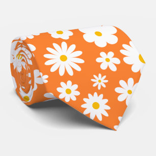 Modernes Flachbild-Graphic Daisy Orange Krawatte