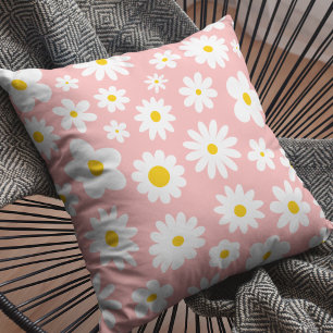 Modernes Flachbild-Graphic Daisy Pink Kissen