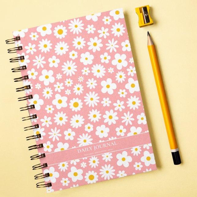 Modernes Flachbild-Graphic Daisy Pink Notizbuch (Von Creator hochgeladen)