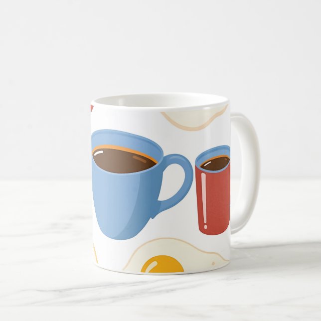 Modernes Flachdesign von Bacon Eggs Toast and Coff Kaffeetasse (VorderseiteRechts)