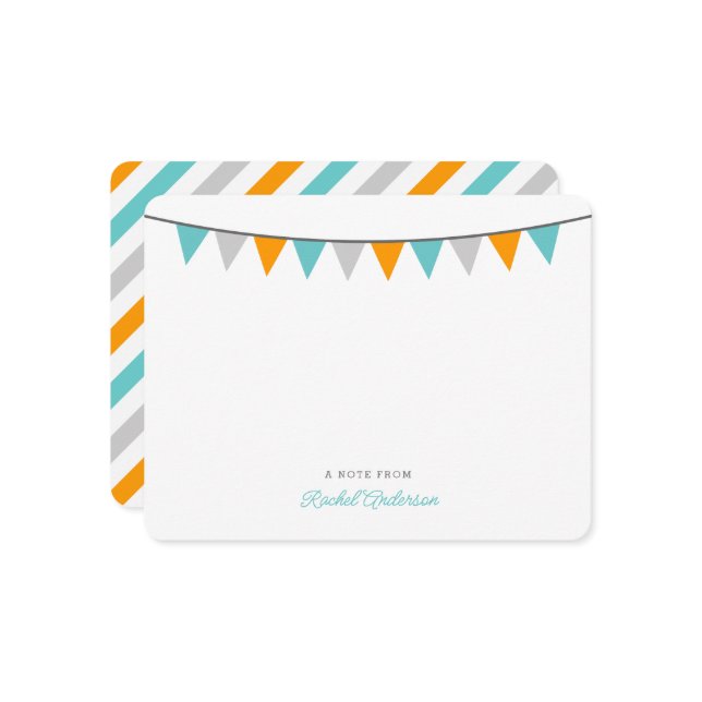 Modernes Flaggen-Monogramm-flache Einladung (Vorderseite/Rückseite Beispiel)