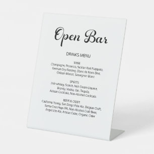 Modernes Flair Script Minimal Open Bar White Weddi Sockelschild