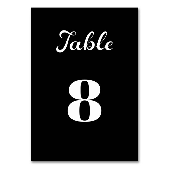Modernes Flair Script Minimalistisch Black Wedding Tischnummer (Vorderseite)