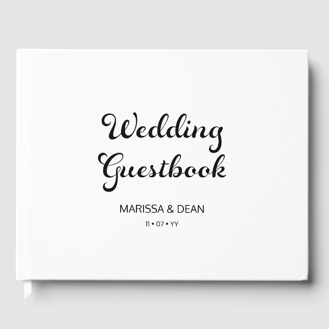 Modernes Flair Script Minimalistisch White Wedding Gästebuch (Vorderseite)