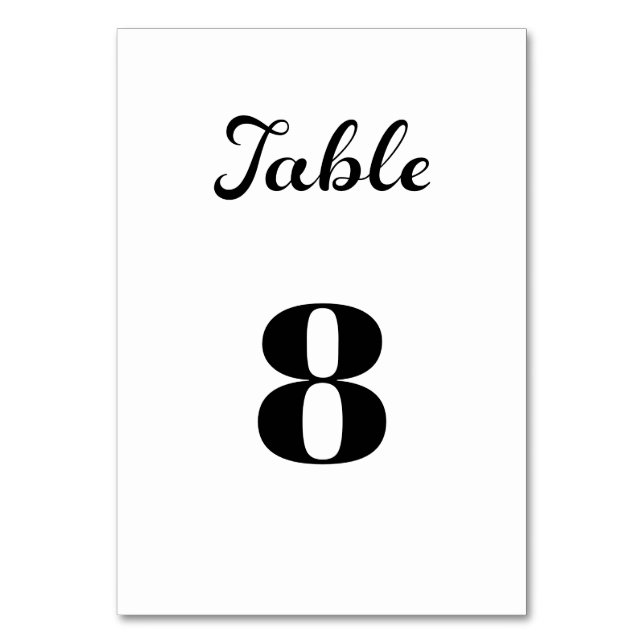 Modernes Flair Script Minimalistisch White Wedding Tischnummer (Vorderseite)