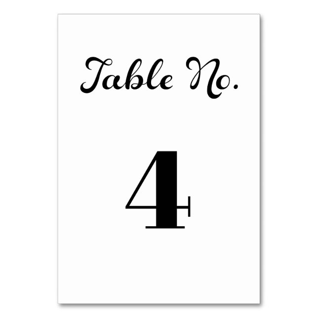 Modernes Flair Script Minimalistisch White Wedding Tischnummer (Vorderseite)