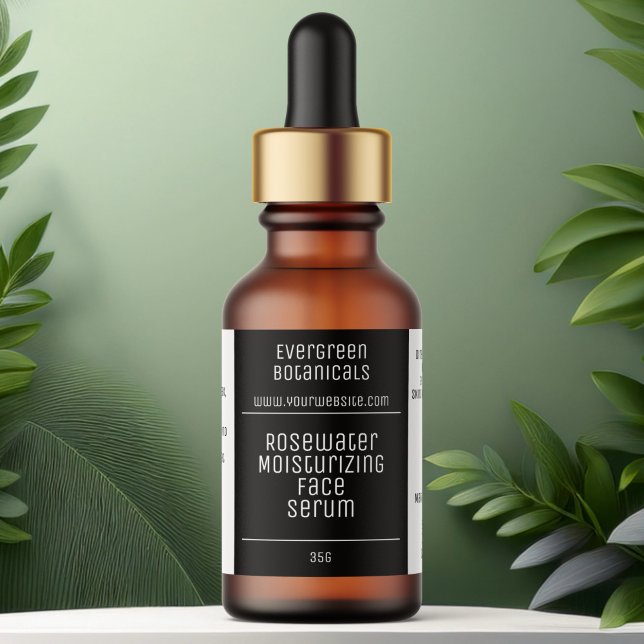 modernes Flaschenetikett mit weißer und schwarzer  Adressaufkleber (Von Creator hochgeladen)