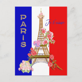Modernes Floral Paris je t'aime Eiffel Tower Reise Feiertagspostkarte