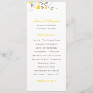 Modernes Floral Wedding Program - Mustard Programm