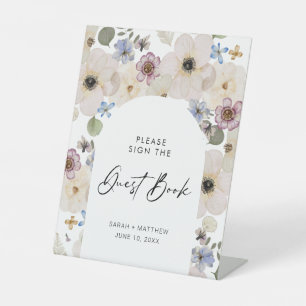 Modernes florales botanisches Gästebuch Sockelschild