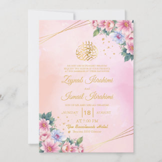 Modernes florales Gold bildet einen Rahmen für isl Einladung