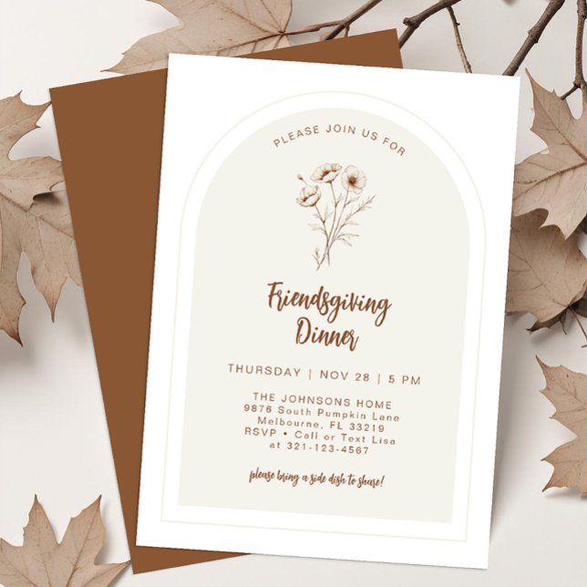 Modernes, floralfreundliches Dinner einladen Einladung (Friendsgiving Dinner Invite)