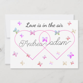 modernes Flugschmetterlingsherz Einladung