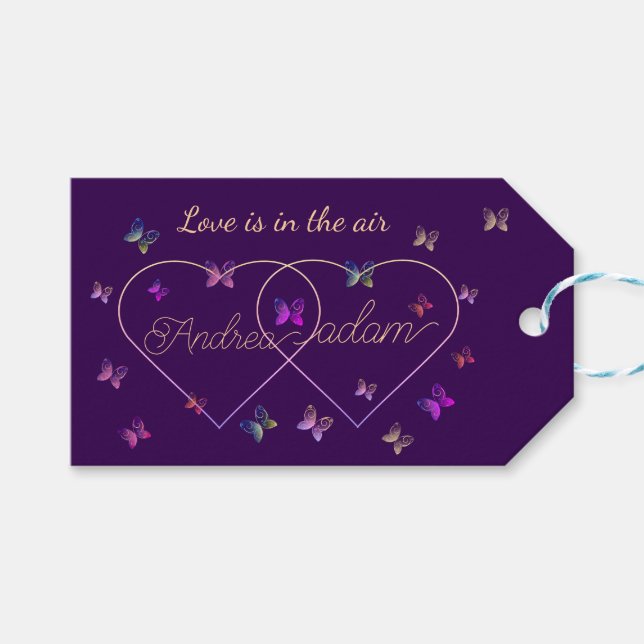 modernes Flugschmetterlingsherz Geschenkanhänger (Vorderseite (Horizontal))