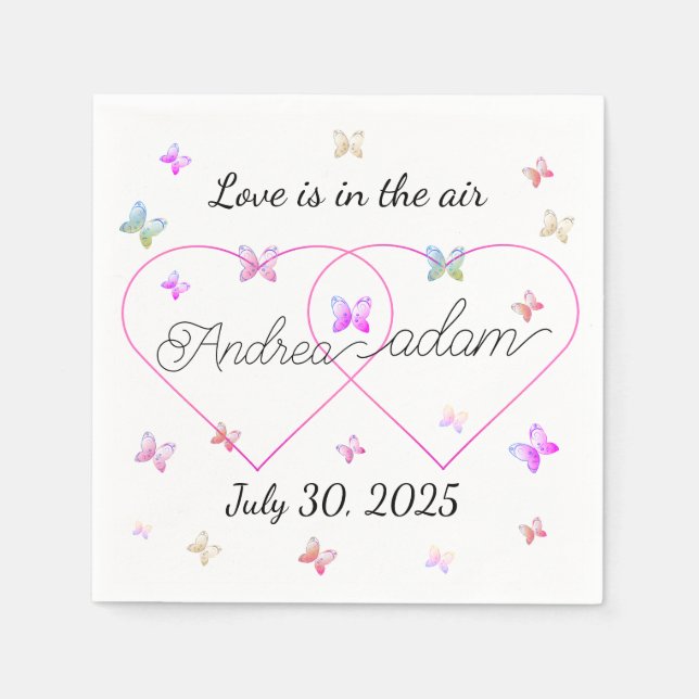 modernes Flugschmetterlingsherz Serviette (Vorderseite)