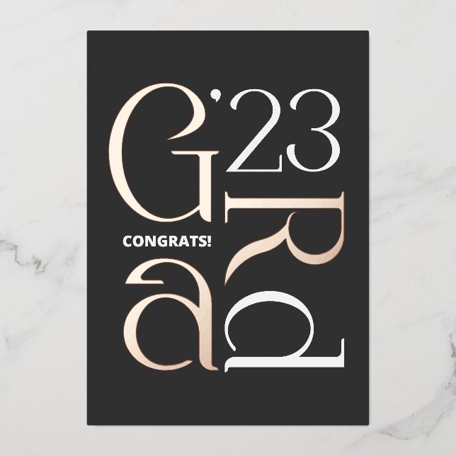 Modernes Foil Foto Abschluss 25 Ankündigung (Vorderseite)