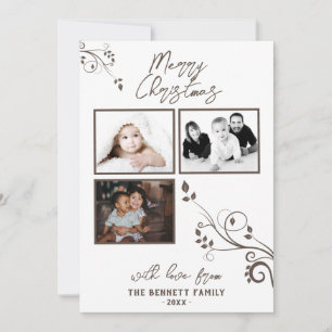 Modernes Foliage 3 FotoCollage Weihnachten Karte