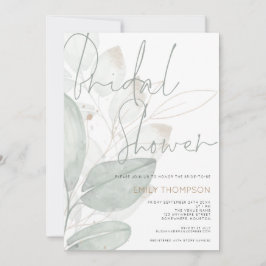 Modernes Foliage Gold Script-Brautparty Einladung