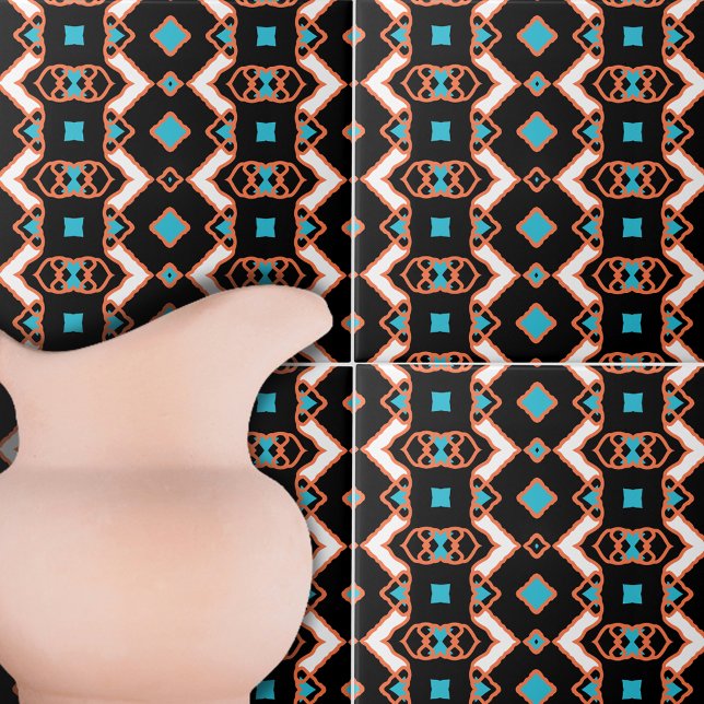 Modernes Folk-Schwarz Symmetrisches geometrisches  Fliese (Von Creator hochgeladen)