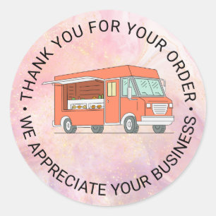 Modernes Food-Truck-Logo-Sticker Eine Bewertung Runder Aufkleber