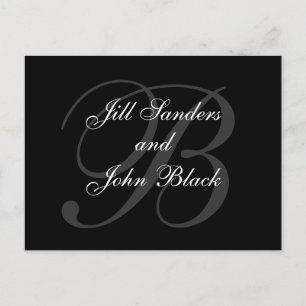 Modernes, formales schwarzes Monogramm Save the Ankündigungspostkarte