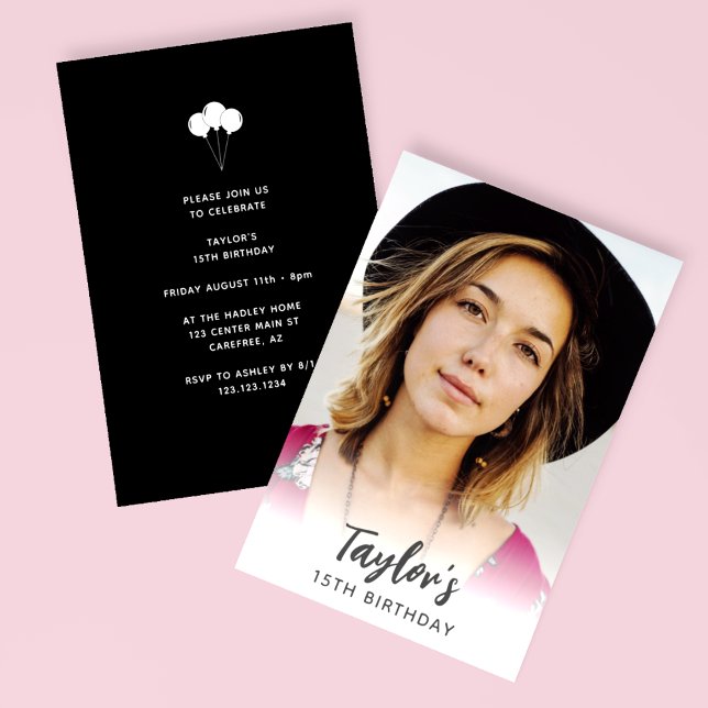 Modernes Foto 15. Geburtstag Einladung (Von Creator hochgeladen)