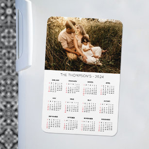 Modernes Foto 2024 Kalender 12 Monate Magnet