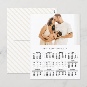 Modernes Foto 2026 Kalender 12 Monate Feiertagspostkarte