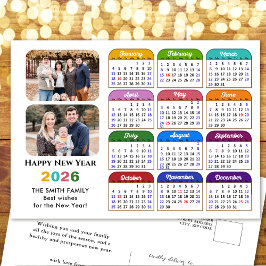 Modernes Foto 2026 Kalender Einfache Familie farbe Feiertagspostkarte
