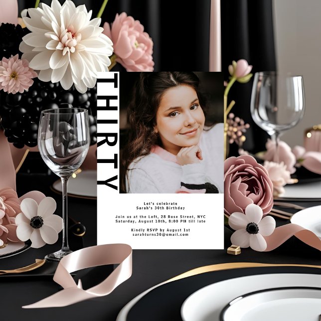 Modernes Foto 30. Geburtstag Einladung Clean White (Von Creator hochgeladen)